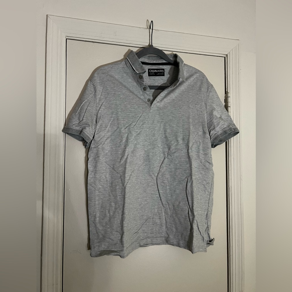 Calvin Klein Grey Short Sleeve Polo Shirt
Size Large